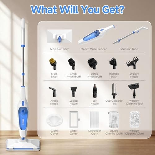 SENMO Steam Mop, 14-in-1 Detachable Steam Cleaner for Home and Floor, 1300W 228°F Deep Cleaning MultiPurpose Floor Steamer with 14 Attachments for Hardwood Floors, Tile, Grout, Furniture, Carpet, Wall 9