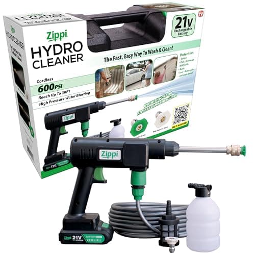 Zippi Hydro Cleaner Standard 2025 – Cordless High-Pressure Scrubber with Foam Dispenser, 1500 mAh Rechargeable & Lightweight for Efficient Outdoor Tile, Grout, and Surface Cleaning