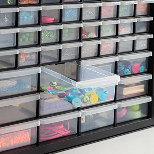 IRIS USA Screw Tool Organizer Small Parts Cabinet, 44-Drawer, Electronics Hardware Nuts and Bolts Plastic Storage Drawers Garage Storage, Stackable Bead Craft Organizer Building Bricks Sorter, Black 6