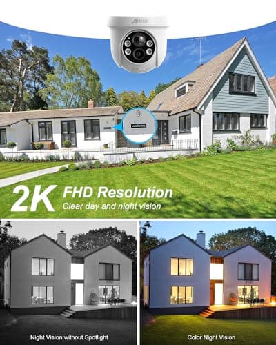 ANRAN Security Camera Wireless Outdoor, 2K Solar Outdoor Camera with 360° View, Smart Siren, Spotlights, Color Night Vision, PIR Human Detection, Pan Tilt Control, 2-Way Talk, IP65, Q1 White 5