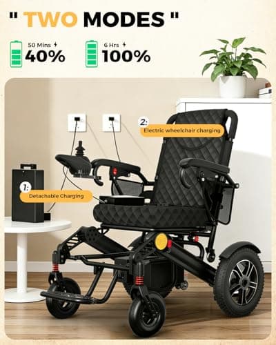 Electric Wheelchair for Adults, 25+ Miles Travel Range High Tech Electric Wheelchairs Support 350LB, 3 Seconds Folding Portable Wheelchair for Transport, All Terrain 500W Motorized Wheelchair 9