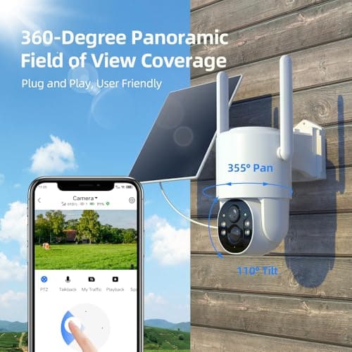 4G LTE Cellular Security Camera, No Wifi Security Camera, 2.5K Solar Camera Outdoor Wireless, 360° Live View, Spotlight Color Night Vision, Motion&Siren Alert, SD/Cloud Storage (SIM Card Included) 6
