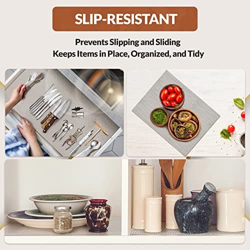 Ultra-Premium Drawer and Shelf Liner, 12 Inch x 20 FT Heavy-Duty and Slip-resistant Liner, Durable Non Adhesive Waterproof Roll, for Drawers, Kitchen, Cabinets, Shelves, Desks, Light Grey 5