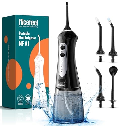 Cordless Water Flosser for Teeth & Gums – Nicefeel 300ml Portable Oral Irrigator, 3 Modes, Fast Charge, IPX7 Waterproof – Home & Travel Dental Care, Tonsil Stones Cleaner