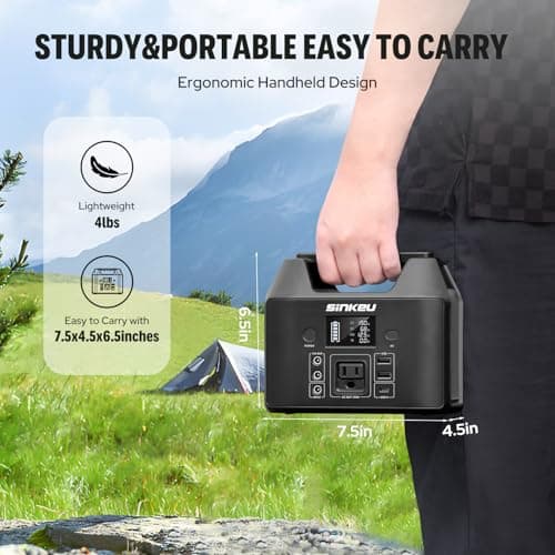 SinKeu Power Bank Station (38,400mAh), 128Wh Portable Power Station, LiFePO4 Battery, 200W Peak Solar Generator for Outdoor Camping, RV Traveling and Hurricane Emergency- Black 5