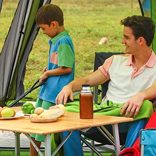 KingCamp Bamboo Folding Table, Camping Outdoor Portable Camp Table with Adjustable Height legs & Carry Bag for Outdoor RV Backyard Picnic Tailgating Beach 2