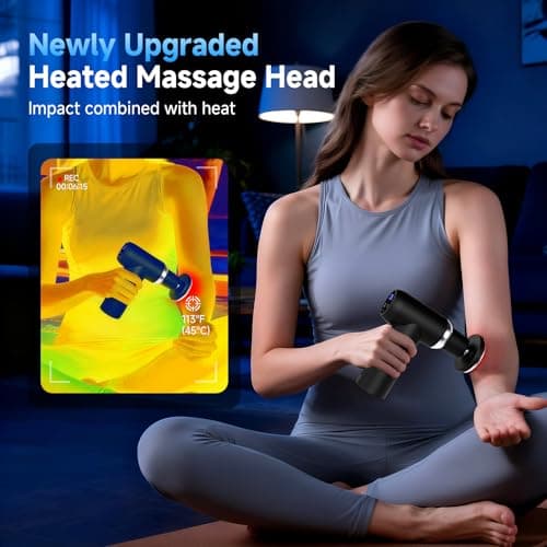 Beyn Hot and Cold Fascia Gun - Detachable Extended Handle Massage Gun,Deep Tissue Massage Gun, Used for Relieving Pain in The Back/Muscles of The Neck/Body, with 6 Massage Heads, LCD Display. 2