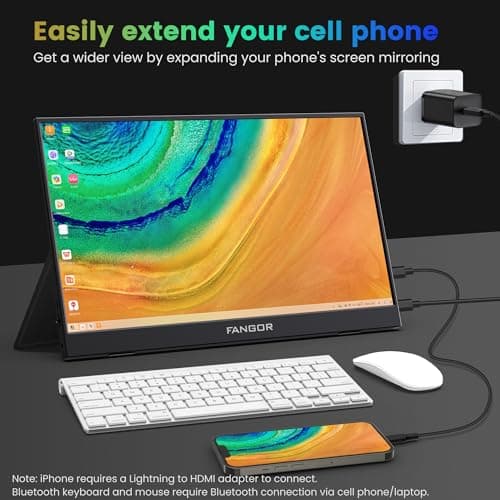 FANGOR Portable Monitor, 15.6" FHD 1080P Travel Monitor for Laptop, Ultra-Slim HDR IPS Computer Gaming Display, USB-C HDMI Screen Extender with Smart Cover for Laptop PC Phone Mac Xbox PS4/5 6