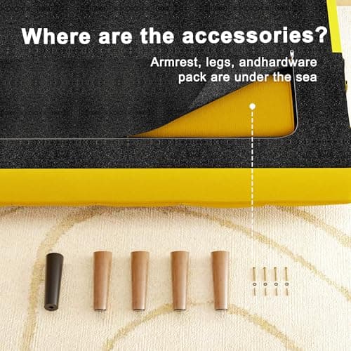 liuyouhom Convertible Futon Sofa Bed, Sleeper Couch Bed with Adjustable Backrests, Linen 3 Seater Small Couches for Small Spaces, Living Room, Bedroom(Yellow, 75") 6