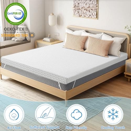BEDHOURS 3 Inch Gel Memory Foam Mattress Topper King Size, Ventilated Mattress Pad for Pressure Relief, Cooling Soft Bed Topper with Removable Cover (White, King) 6
