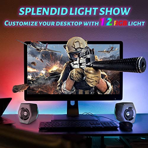 Edifier G2000 32W PC Gaming Computer Speakers for Laptop Mac Desktop Computer Woofer Speakers Bluetooth USB 3.5mm AUX Inputs RGB Lights Multimedia Speakers Black 6