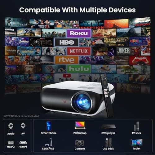 Official Licensed Google TV Smart Projector, HAPPRUN 4K UHD Home Theater with Dolby Sound, Wi-Fi & Bluetooth, Built-in Streaming Apps, Compatible with Games Consoles & Smartphone, Indoor & Outdoor Use 9