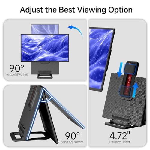 Large Portable Monitor 24 inch - 1080P FHD 100Hz Travel Monitor, 125% sRGB IPS Laptop Screen Extender, VESA Compatible, Height Adjustable Detachable Stand with USB-C HDMI for Work Gaming Office Home 9