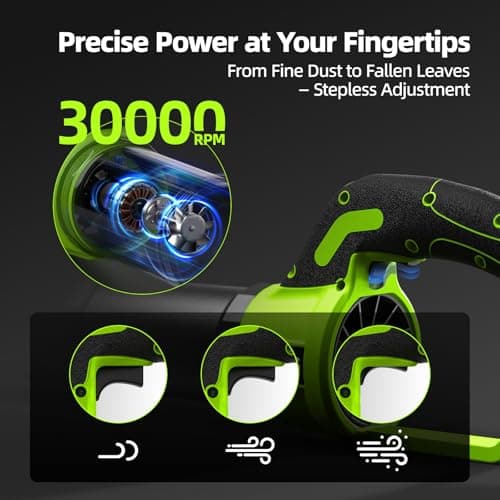 VASG Leaf Blower Cordless, 3 x 21V Batteries & Fast Charger Set, Variable Speed Mode, Lightweight Handheld Electric Leaf Blower for Lawn Care, Yard, Garden, Patio & Outdoor Cleanup 3