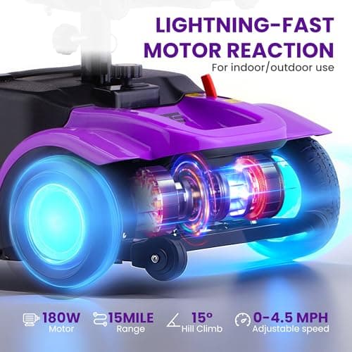 Mobility Scooter for Adults, Senior, 4 Wheels Electric Powered Chargeable Device for Travel, Lightweight Mobility Scooter with LED Headlights and Basket, Charger Included 6