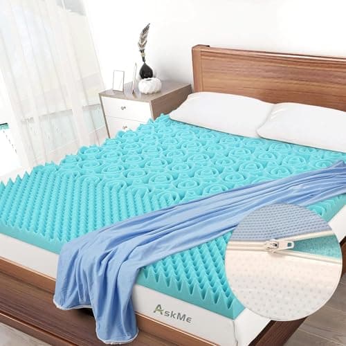 BreezeRest Mattress Topper Twin XL Size 3 Inch Zoned Gel Memory Foam with Bonus Breathable Cover,Air Flow Design US and Euro Certified, Blue 9