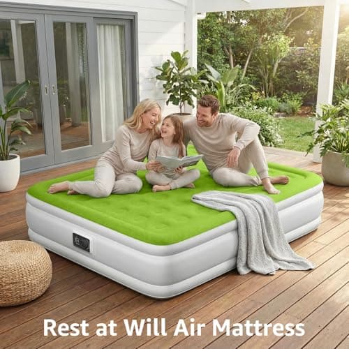 YENING Full Size Air Mattress with Built in Pump Raised Double Blow up Bed Inflatable Camping Airbed Electric 18 Inch Tall 8