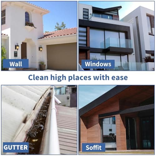 24 FT Telescoping Pressure Washer Wand with Pressure Washer Extension Wand, Brush Head, Gutter Cleaner, 5 Spray Nozzle Tips, 2 Hose Adapters and Support Belt 5