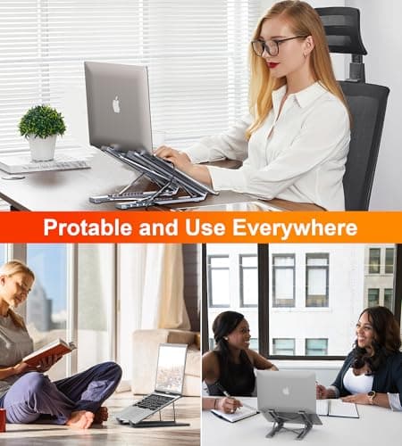 5-in-1 USB C Hub Adjustable Aluminum Laptop Stand, 4-Port USB A 3.0 with 5Gbps Data Transfer USB C Hub Docking Station [Charging Not Supported] for MacBookPro/Air/Dell/HP/Lenovo 8