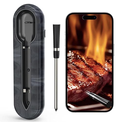 Aurasky Unique Wireless Meat Thermometer, Accurate Temperature Detection Probe, 500FT Remote Monitoring, Dual Alarm, Cooking Meat Thermometer Wireless for Grilling, Smoking, Oven, BBQ, Rotisserie