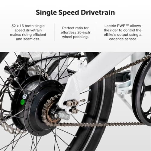 LECTRIC XP™ Lite 2.0 Electric Bike | Adult Folding Bikes - Weighs Only 49lbs | 45 Mile Range w/ 5 Pedal-Assist Levels | 20mph Top Speed - Class 1 and 2 eBike (Long-Range, Arctic White) 5