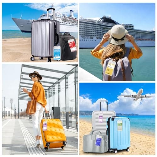 Oicumic Cruise Luggage Tag Holder, 6 Pack Luggage Tags for Suitcases, Waterproof Clear PVC Perfect Fits All Cruise Lines, Reusable Travel Ship Essentials with Steel Loop 6