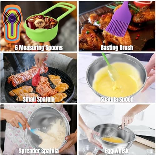 ENVTEK Mixing Bowls with Lids Set, 7 PCS Stainless Steel Mixing Bowls with 3 Grater Attachments, Size 4.5, 4, 3.5, 2.1, 1.5, 1.1, 0.7QT, Ideal for Kitchen Cooking Baking & Serving 6