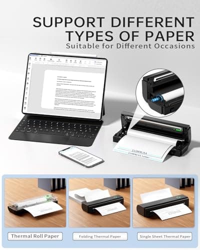 NDYIN Portable Printers Wireless for Travel, N80 Wireless Thermal Printer Bluetooth Inkless Printer Support 8.5" X 11" US Letter & A4, Compatible with iOS, Android, Laptop 5