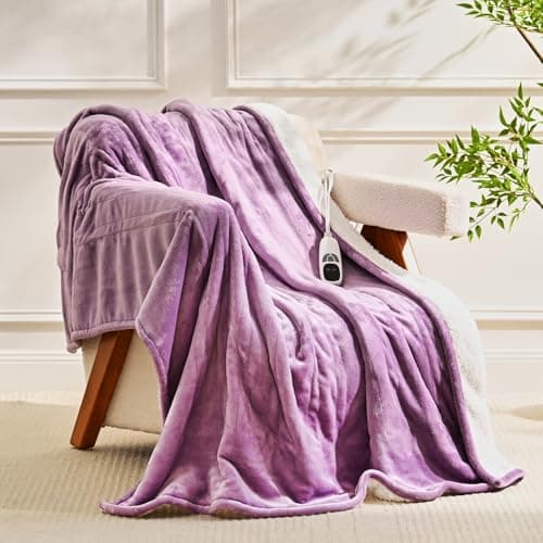 EDENLUNE Heated Blanket Throw Electric Blanket 50''x60'' Heating Blanket with 9 Heating Levels 10 Timer Modes Auto-Off Fast Heating Overheat Protection ETL Certified Machine Washable Gift 9