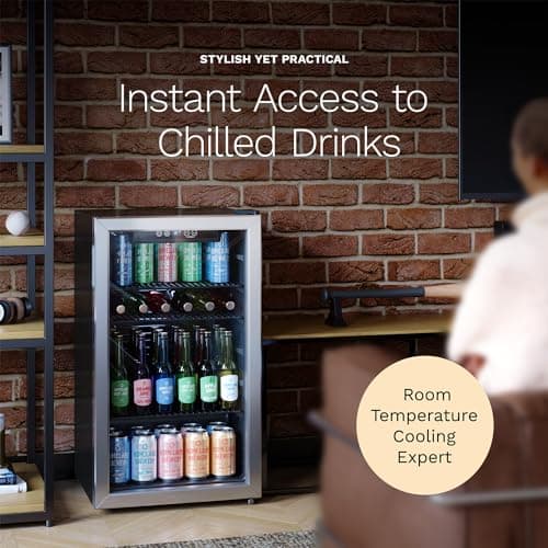 hOmeLabs Beverage Refrigerator and Cooler - 120 Can Mini Fridge with Glass Door for Soda Beer or Wine - Small Drink Dispenser Machine for Office or Bar with Adjustable Removable Shelves 6