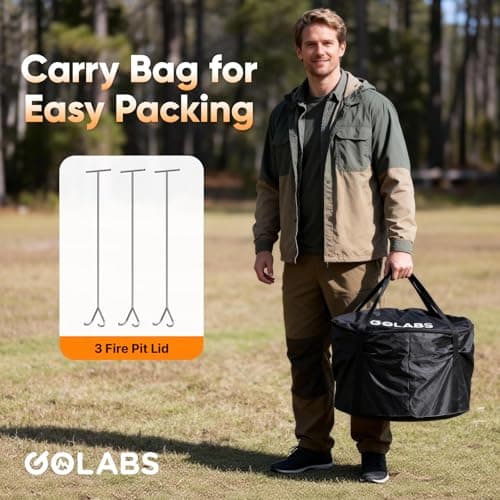 Golabs Smokeless Fire Pit 19.5", Portable with Handle, Stainless Steel Outdoor Firepit with Removable Ash Pan & Fire Poker, Easy to Clean, Efficient Heating & Less Ash, Perfect for Backyard & Camping 6