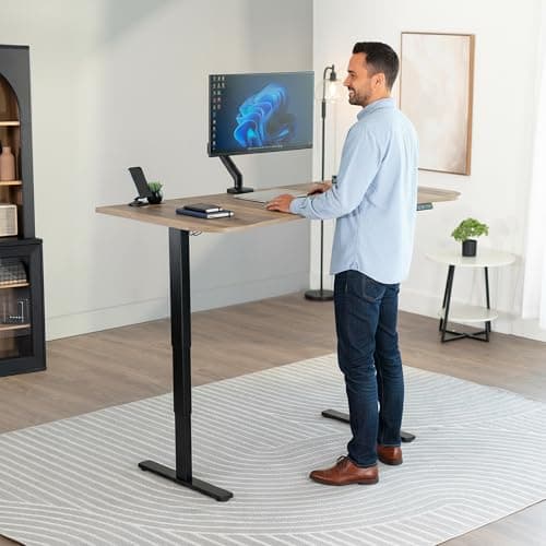 VIVO Electric 63 x 32 in Standing Desk, Touch Screen Adjustment, 220 lb Frame Support, 2E Series, Reclaimed Wood Top Black Frame, DESK-KIT-2EBP 2
