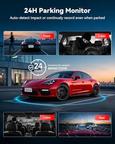 REDTIGER F17 Plus 4 Channel Dash Cam 2.7K+1080P*3, STARVIS 2, 128GB Card Included, 360° Front Inside and Rear Cabin Car Camera, IR Night Vision, 5GHz WiFi GPS, Voice Control, Touchscreen, Parking Mode 8