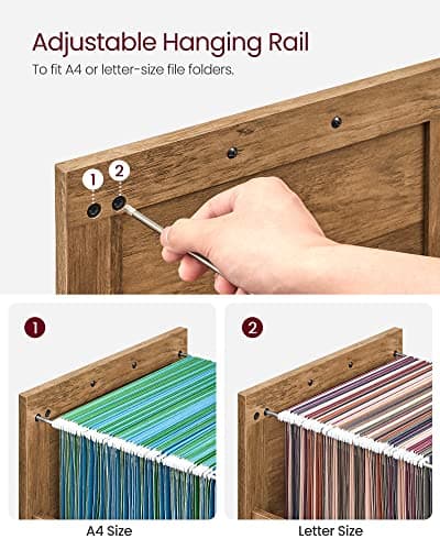 VASAGLE File Cabinet, Filing Cabinet with 2 File Drawers, Printer Stand, Fit A4, Letter Size, Hanging File Folders, Modern Farmhouse Style, for Home Office, Honey Brown UOFC048T41 6