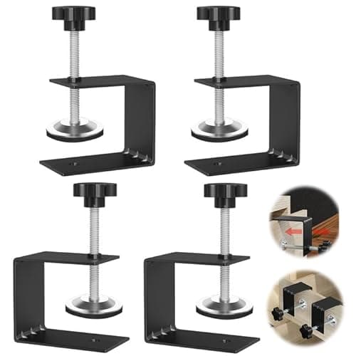 JEEJINYAN® 4 Pcs C Clamps, Drawer Front Installation Clamps, Cold-Rolled Steel Clamps for Woodworking, Can Be Used as Door Installation Tools and Cabinet Tools, Black