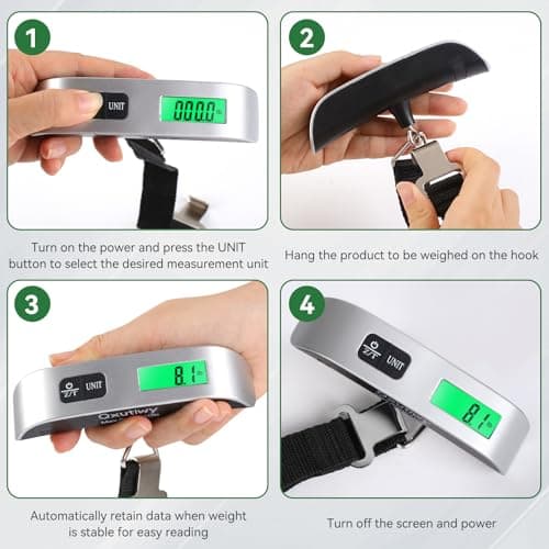 Luggage Scale, Digital Luggage Scale for Travel, Widen Upgrade Rubber Grip, 110 Pounds Portable Suitcase Scales with LED Display, Temperature Sensor, Peeling Function 6