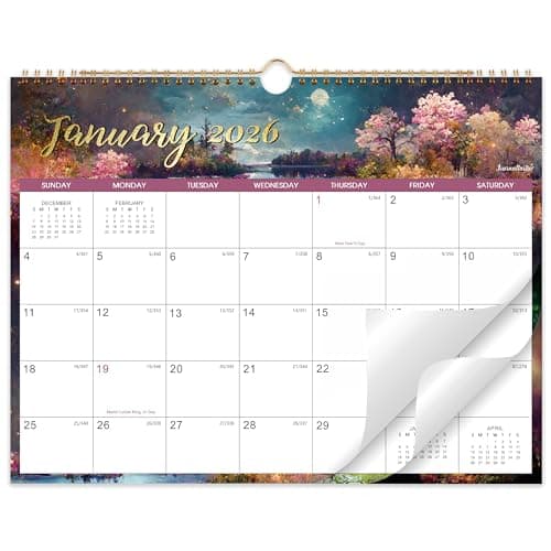 2026 Calendar - 2026 Wall Calendar, Jan. 2026 - Dec. 2026, 15" x 11.5", 12 Monthly Wall Calendar 2026, Twin-Wire Binding + Hanging Hook + Thick Paper + Julian Dates - Landscape