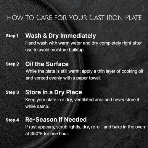 JapanBargain, Set of 2 Cast Iron Sizzling Plates with Wooden Bases – Steak & Fajita Serving Platters – Pre-Seasoned Grill, Oven, Induction Safe – 9.5" x 5.5" Plates, Home or Restaurant Use 7