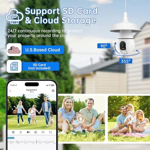 ILWUT 2K Light Bulb Security Camera 5G&2.4Ghz WiFi Security Cameras Wireless Outdoor Indoor,Cameras for Home Security,AI WiFi Camera,US-Based Cloud Storage,911 Emergency Dispatch(2Pack) 5