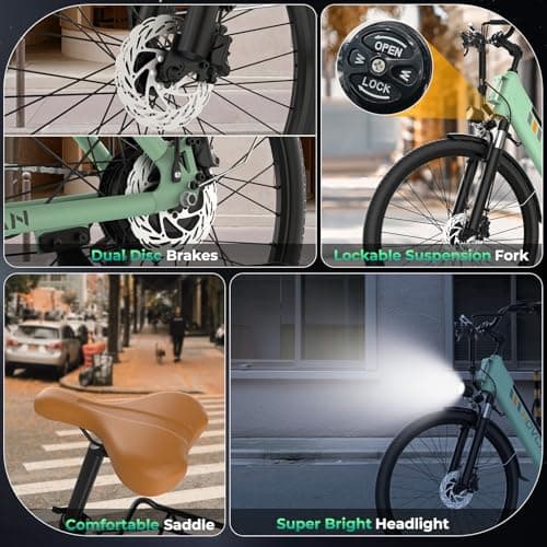 Movcan V80 Electric Bike, 1000W Motor 28MPH Ebike, 48V 13Ah Removeable Battery, 26'' City Cruiser Adult Electric Bicycles up to 70 Miles, 7-Speed Dual Disc Brake, Mountain E Bike for Commuting 8