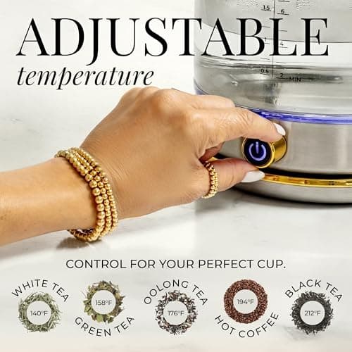 Stainless Steel Electric Kettle with Temperature Control - BPA and Plastic Free Electric Kettle with Keep Warm Function, Borosilicate Glass - Fast 1500W Hot Water Boiler, Auto Shut-Off 5