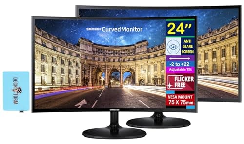 Samsung CF390 24" Curved FHD VA Monitor with AMD FreeSync, 4ms Response Time, Anti Glare, Flicker Free, VESA Mount (75 x 75mm), HDMI & Dockztorm USB Port Expander, Black Color (LC24F390FHNXZA) 2 Pack
