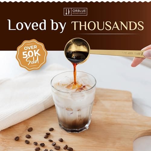 Orblue Premium Coffee Scoop Set - 1 Tbsp (15ml) & 2 Tbsp (30ml) Measuring Tablespoon - Stainless Steel Coffee Measuring Spoon and Scooper with Long Handles - Pack of 2 - Gold 9