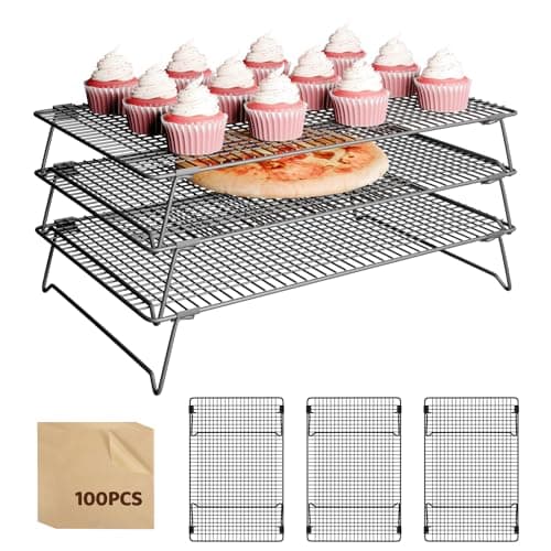 ZHIWUJIA 3 Layer Detachable Collapsible Cooling Racks, 17 * 11 Inch Cooling Wire Rack Stackable Drying Rack Cookie Rack Bread Cooling Rack