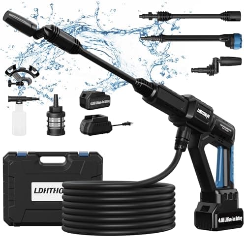 LDHTHOPI 6-in-1 Cordless Pressure Washer, 970PSI Cordless Pressure Washer 4.0Ah Battery Powered, for Car, Garden, Yard, Deck