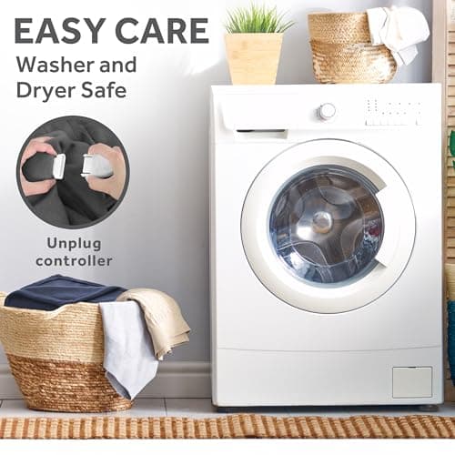 Sunbeam Royal Ultra Fleece Heated Electric Blanket Twin Size, 84" x 62", 12 Heat Settings, 12-Hour Selectable Auto Shut-Off, Fast Heating, Machine Washable, Warm and Cozy, Admiral Blue 10