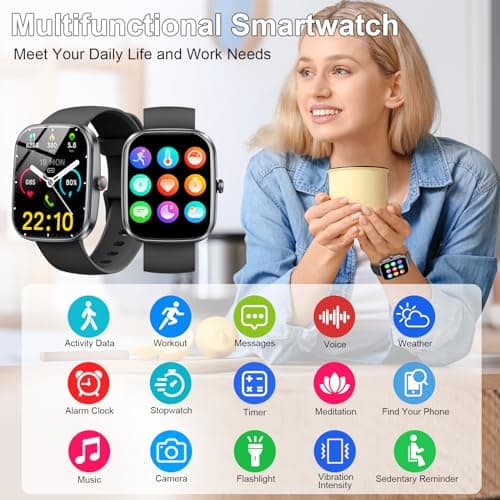 Smart Watch, 1.91"Smartwatch for Men Women (Answer/Make Call), Fitness Tracker with 100+ Sport Modes, IP68 Waterproof, Heart Rate/Sleep Monitor, Spo2, Pedometer, Activity Tracker for Android iOS 6