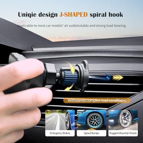 SurPonzin Car Mount Wireless Charger 15W Fast Charging Compatible with iPhone, Find My Supported MFi Certified Anti-Lost Air Vent Holder with Auto-Sensing & 360° Rotation 5