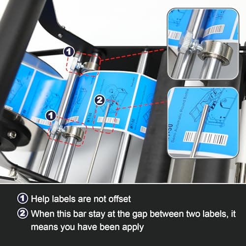 ZONEPACK Upgraded Manual Labeling Machine Label Applicator Bottle Labeler Sticker Label Printer Packing Machine with Handle for Round Glass Plastic Metal Bottle etc… 7