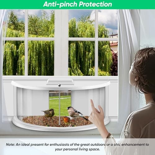 Window Bird Feeders for Viewing Inside House, Inside Window Bird Feeder, 180° Clear View, Stable & Durable, Easy to Install and Feed, Windproof Baffle, for 24-38in Windows 7